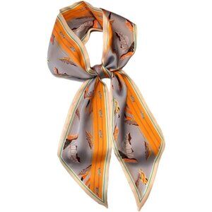Women Orange Purse Handbags Satin Scarf Lightweight Fashion Silk Neck Tie